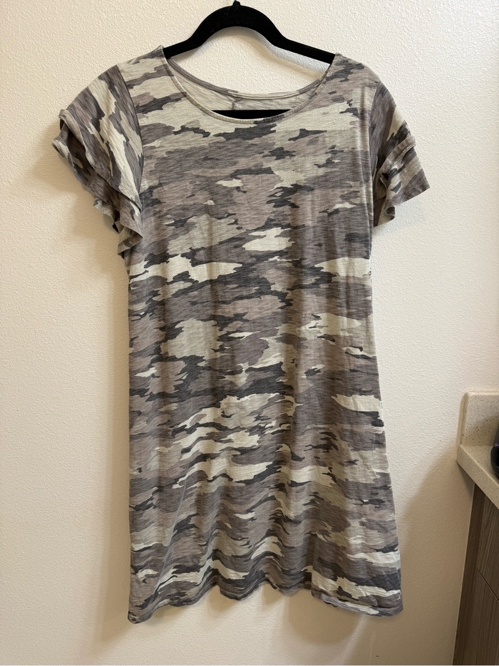 Ingrid & Isabel Neutral Camo Swing Dress in Taupe and Gray